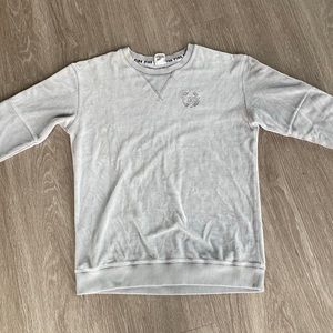 “Pink” gray velour sweatshirt